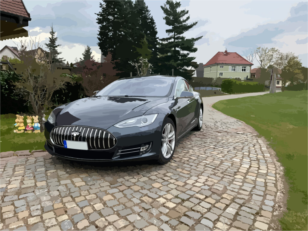 Sexy Tesla nach der visuellen Transformation als futuristisches Einzelstück